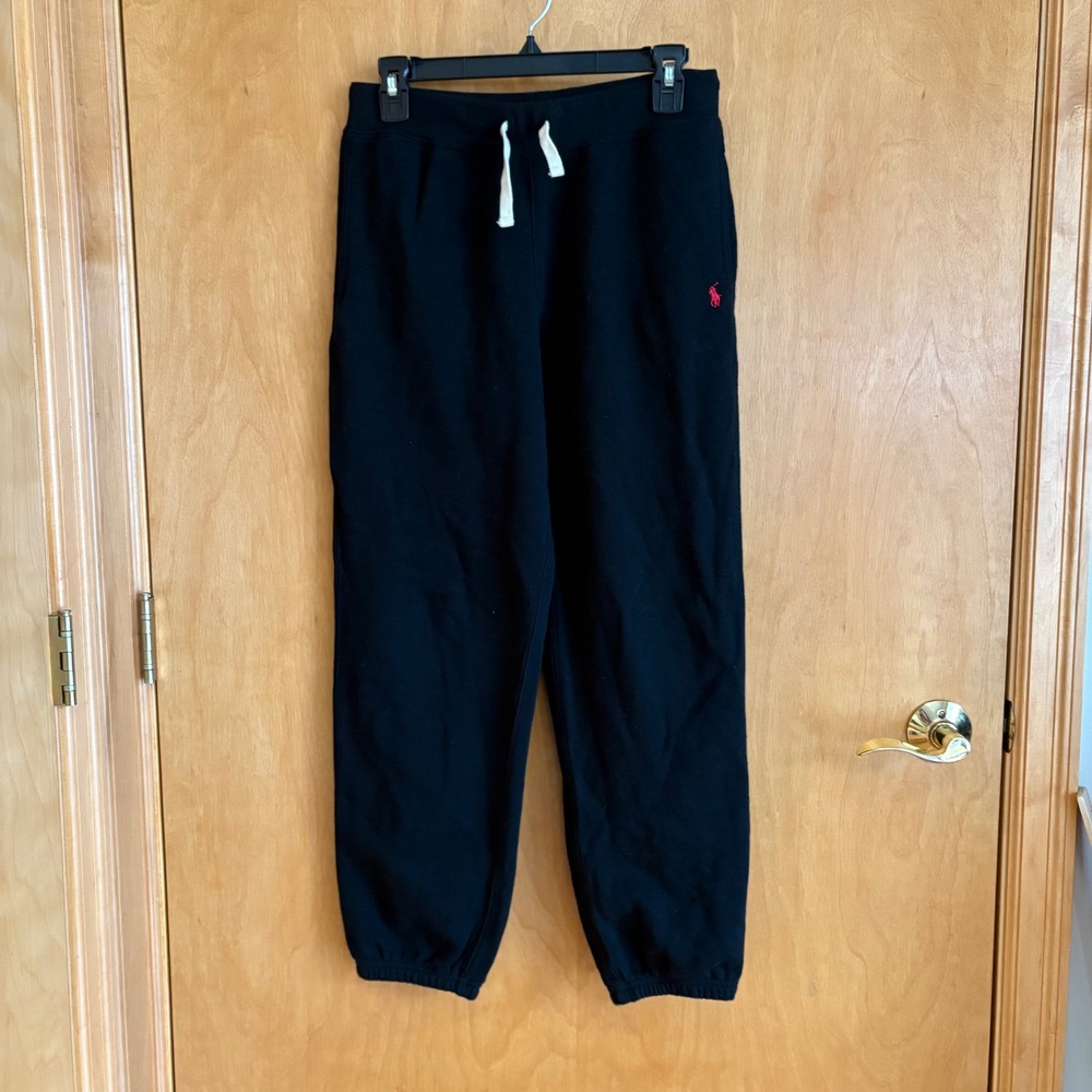 Polo Ralph Lauren‎ Kids Black Jogger Sweatpants Big Pony Logo Size L 14 16